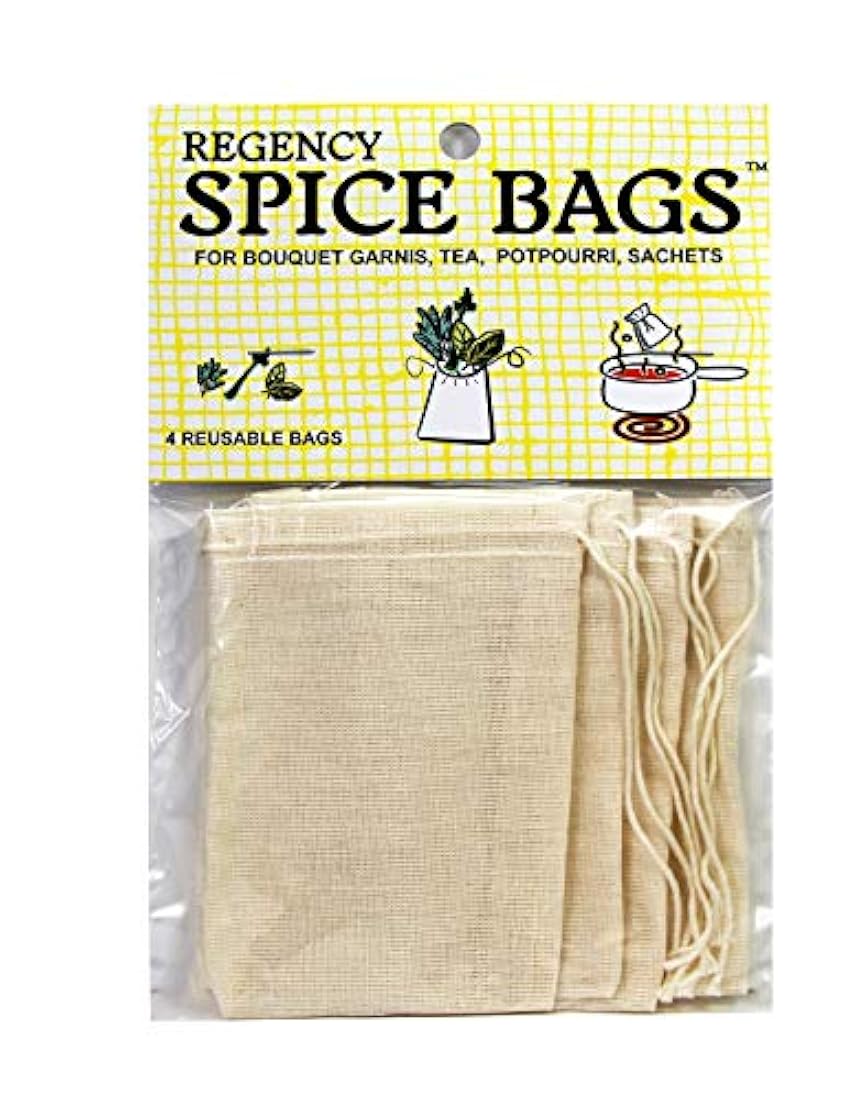Juego de 4 bolsas con cordón para cerrar especias