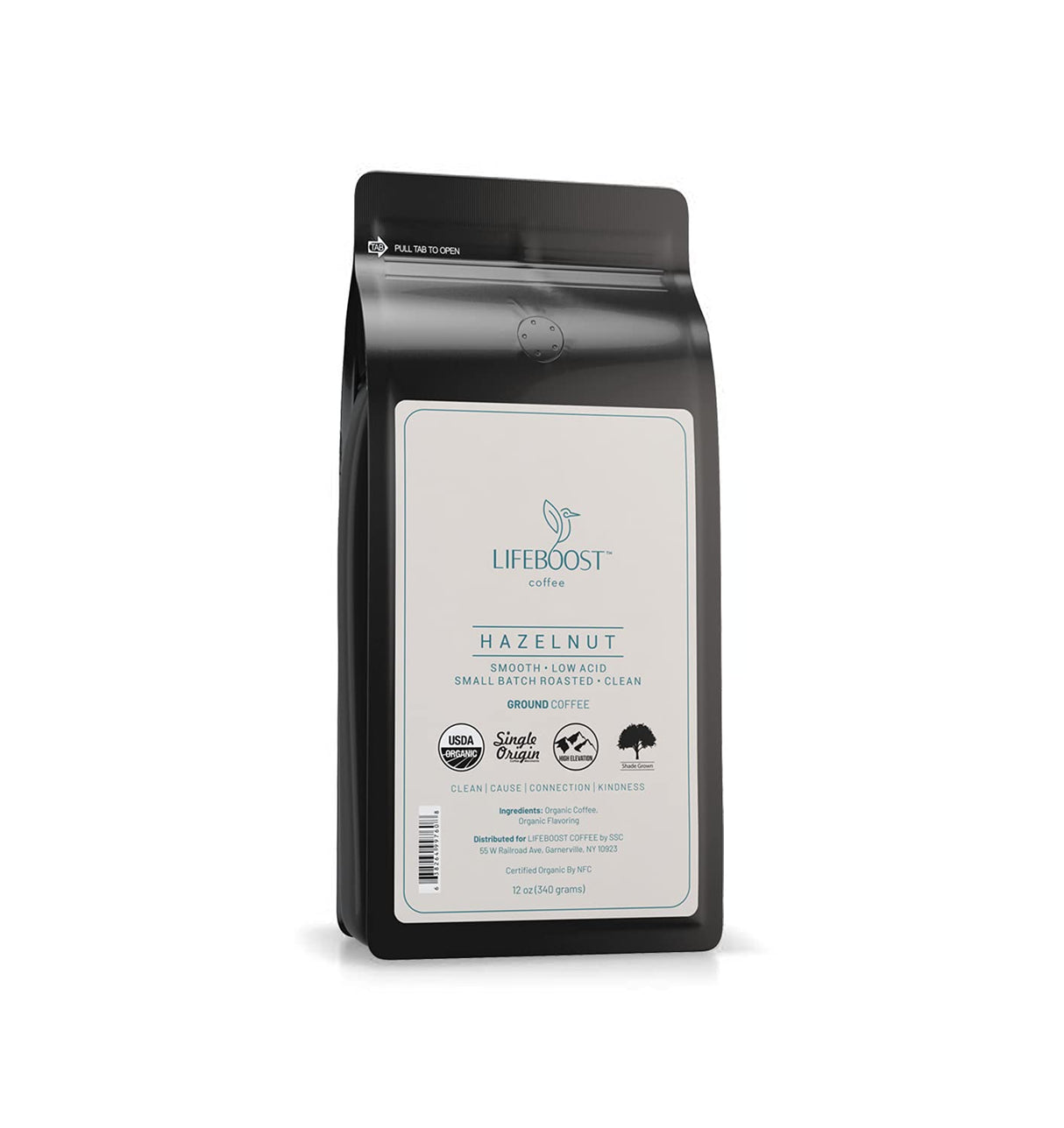 Café Molido Lifeboost Hazelnut - Orgánico, Bajo Acidez, 12 oz