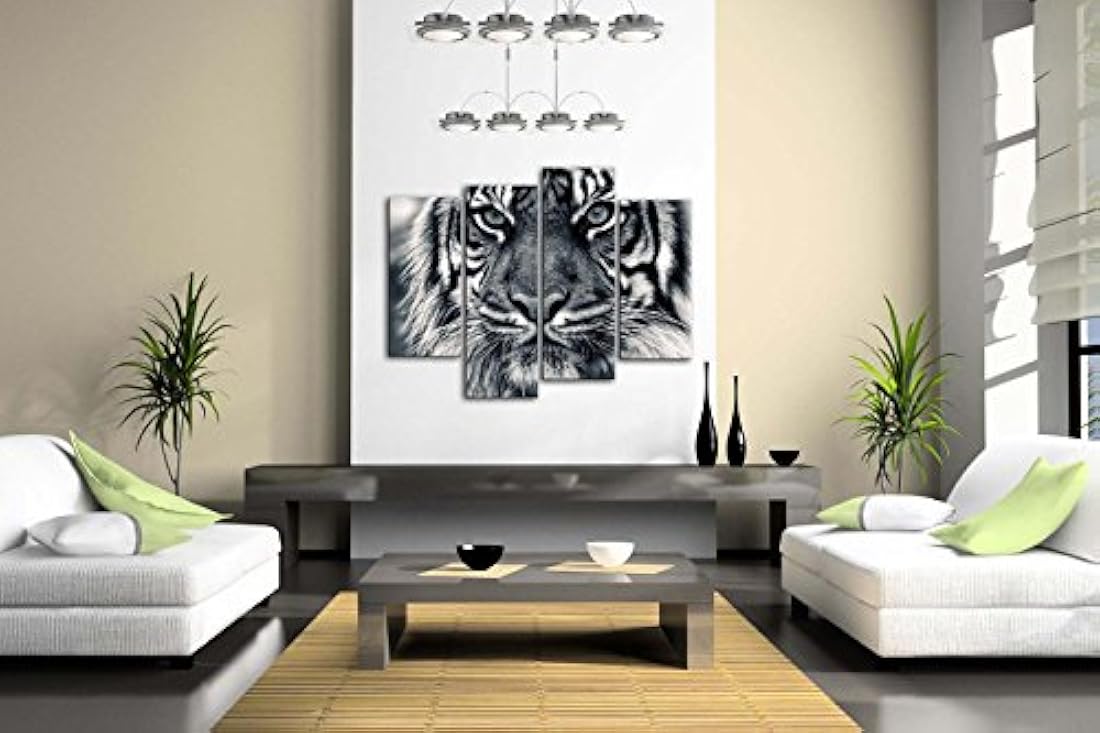 Cuadro de pared con diseño de tigre blanco y negro