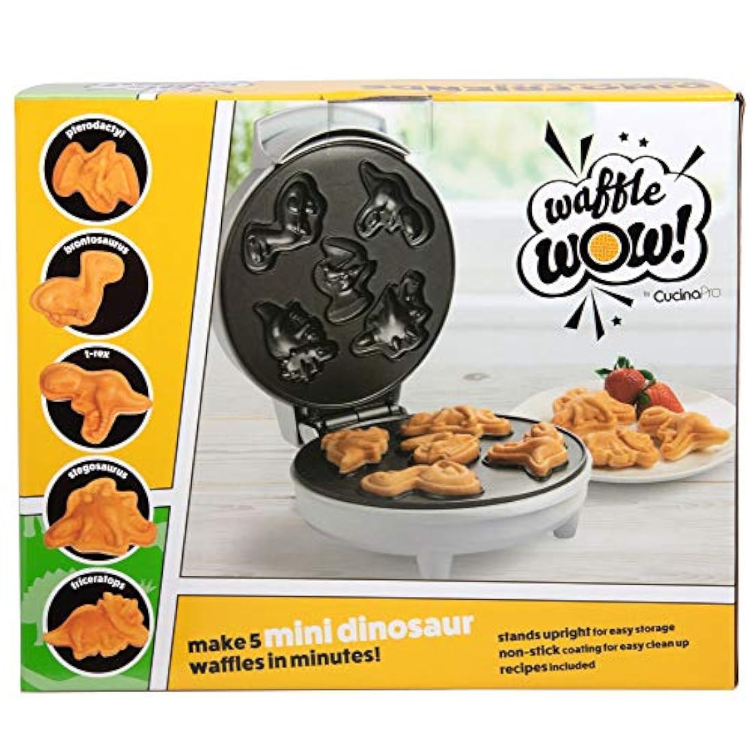 Mini gofrera de dinosaurio para hacer el desayuno divertido