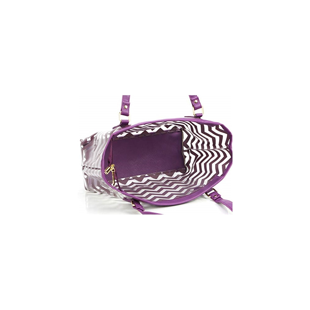 Bolso transparente con diseño de rayas y bolsillo interior
