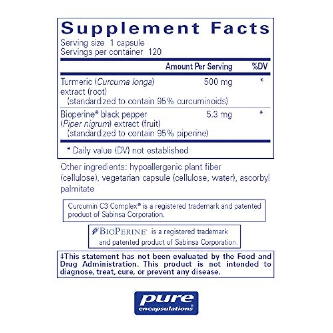 Pure Encapsulations – Curcumina 500 con Bioperina, 1, 1