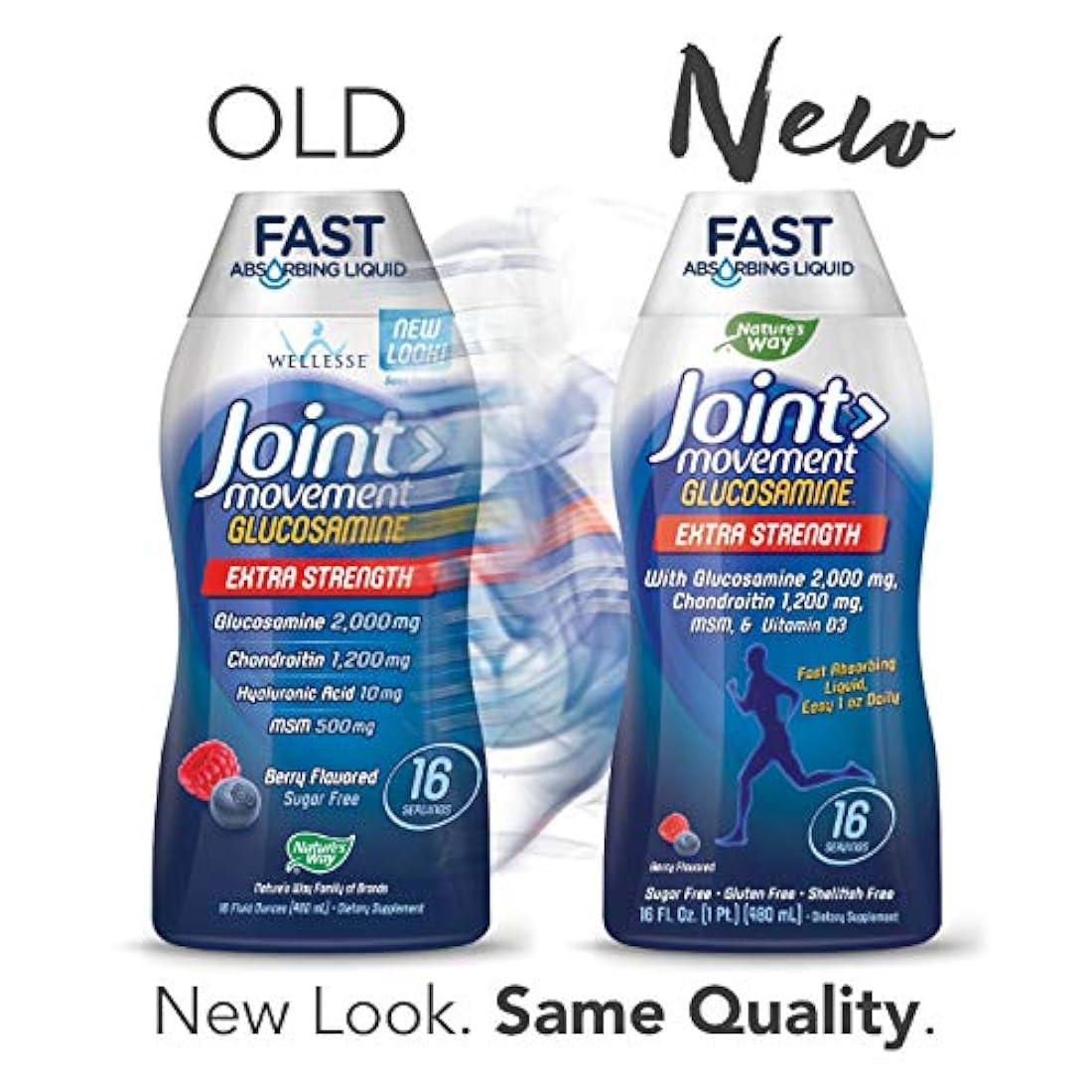 Movimiento articulado Glucosamina de rápida absorción, 16 días de suministro, 16 onzas (16.2 fl oz), bayas naturales (el embalaje puede variar)