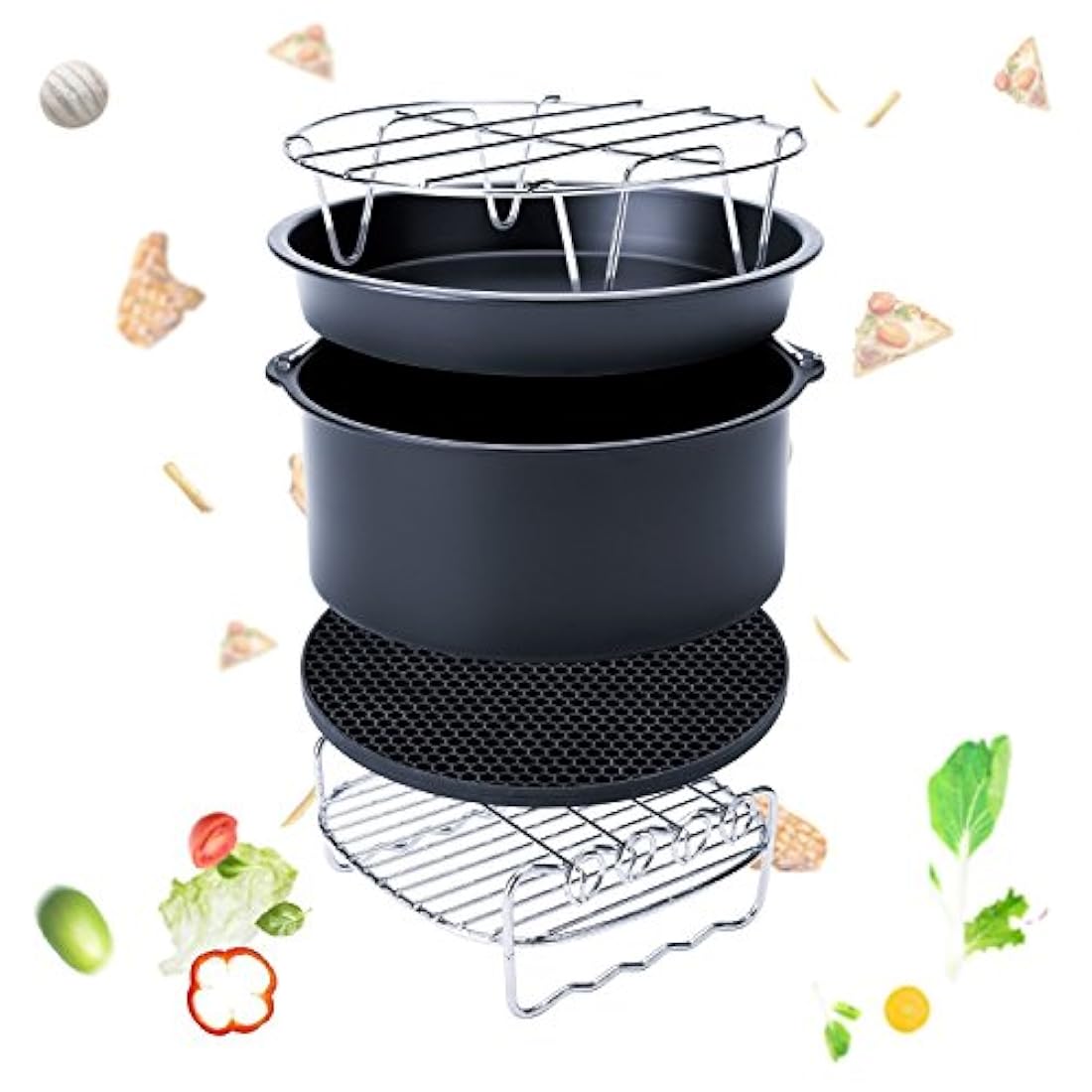 TandB - Juego de 2 bandejas redondas de acero inoxidable