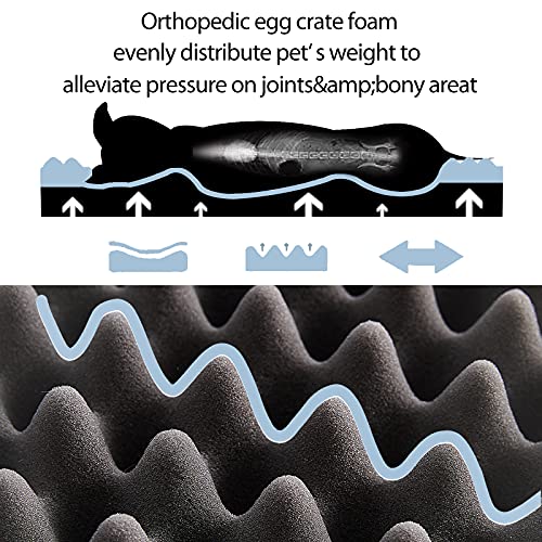 WNPETHOME Cama ortopédica grande para perro, cama para perros grandes con caja de espuma de huevo, cama para mascotas con suave felpa de rosa impermeable, funda de cama lavable extraíble