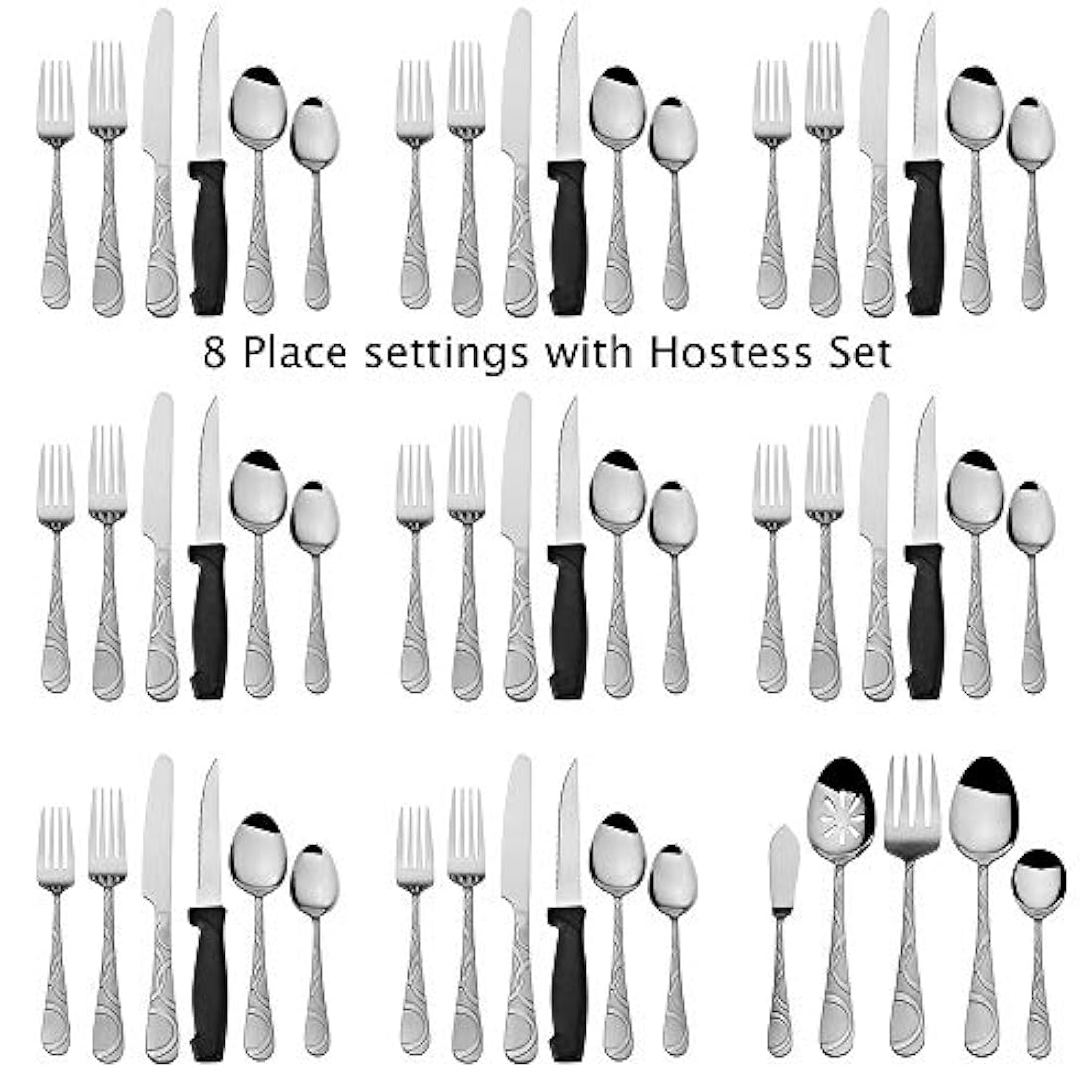 Juego de utensilios de cocina y cuchillos acero inoxidable