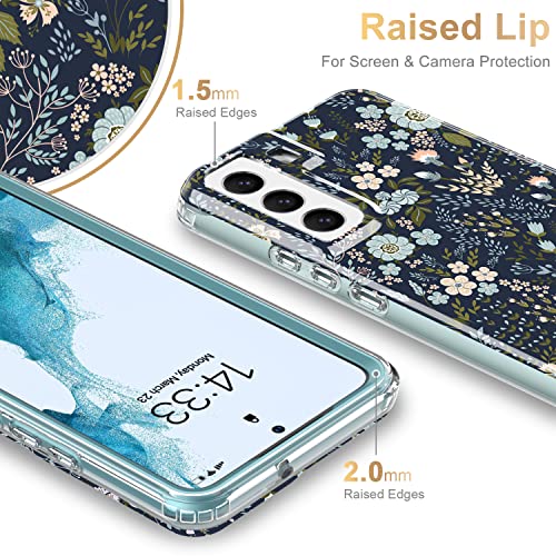 ESDOT Funda para Samsung Galaxy S22, grado militar, prueba de caídas de 21 pies, resistente con diseños de moda para mujeres y niñas, funda protectora para Galaxy S22 de 6.1 pulgadas, flores pequeñas