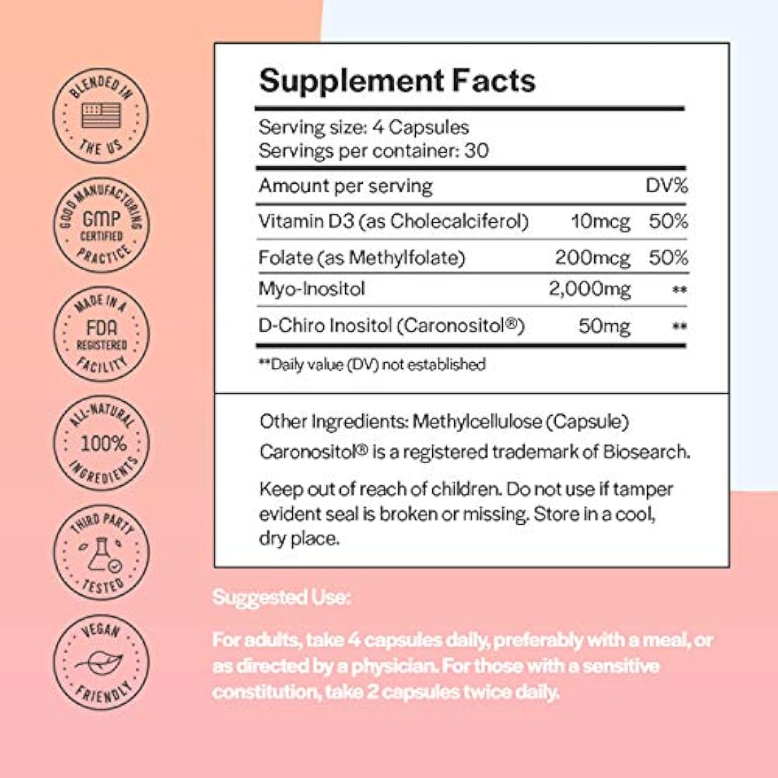 Inositol mio-inositol y D-chiro + Folato MTHF + Vitamina D por Wholesome Story | Suministro de 30 días | Relación 40:1 | Soporte para el equilibrio hormonal, función ovárica, fertilidad (TTC), PCOS, y niveles de homocisteína