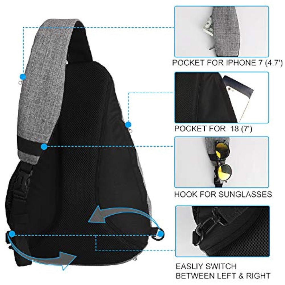 Bolso bandolero unisex de lona color gris y negro. WATERFLY