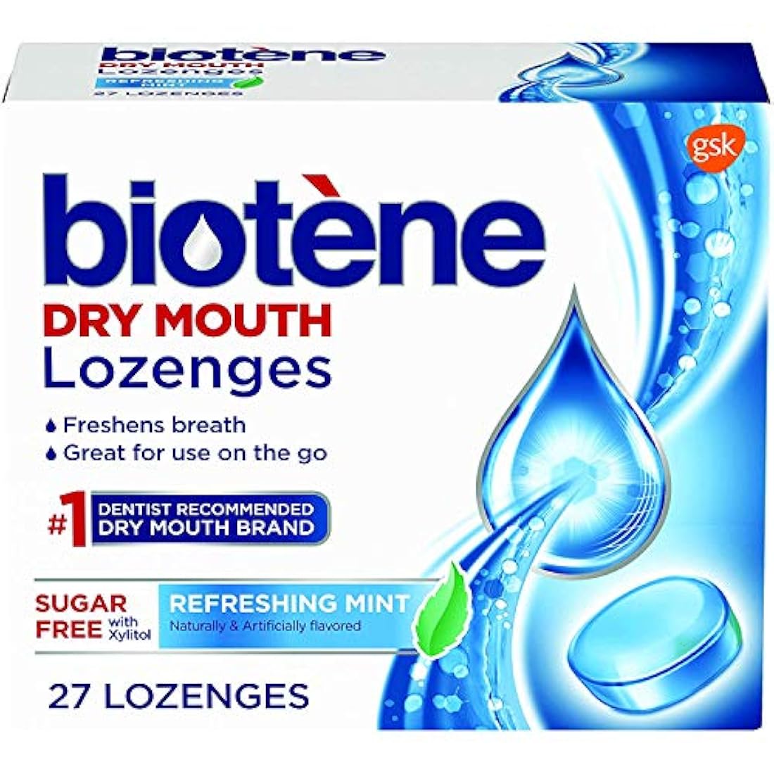 Biotene - Pastillas de boca seca (menta refrescante, 27 unidades, 2 unidades)