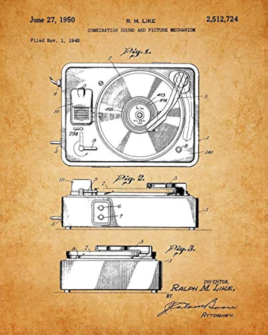 Impresiones de arte de pared de patente de reproductor