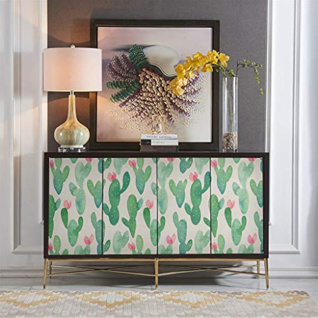 Papel pintado autoadhesivo cactus verde(118.11x17.72x 0.13)