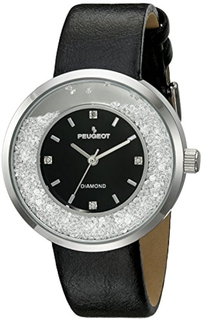 Reloj elegante con correa negra fina Peugeot 3041SBK