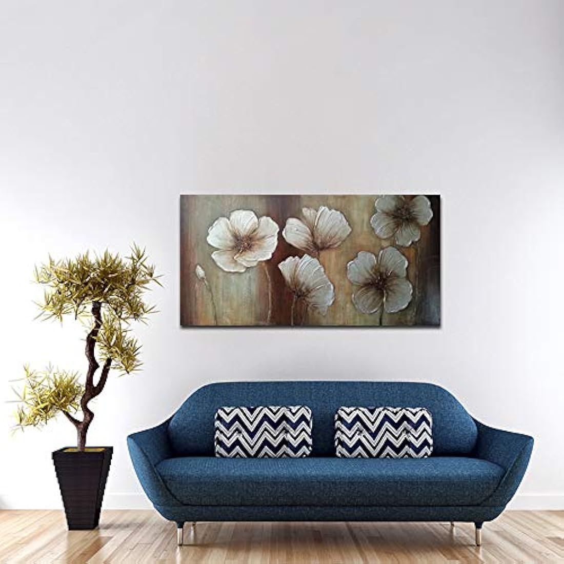 Wieco Art - Lienzo pintado a mano, diseño de flores