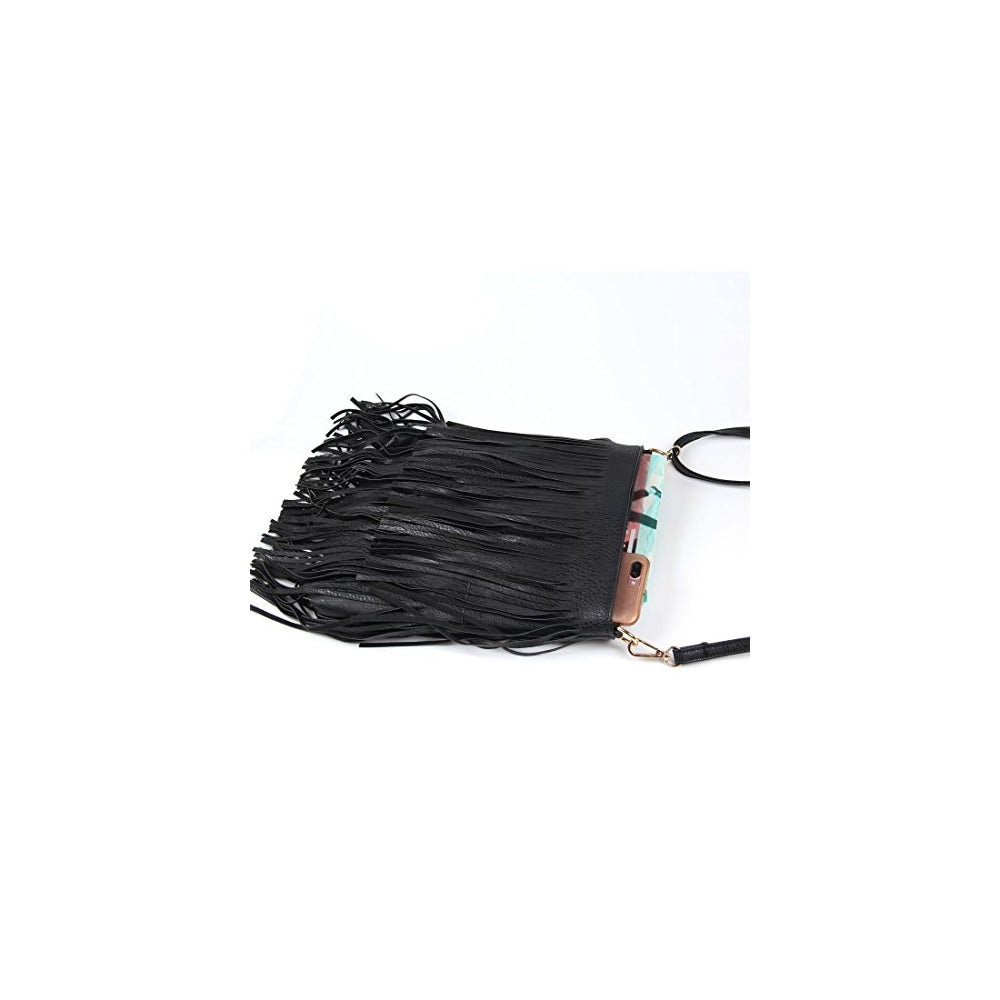 Bolso de hombro para mujer  con flecos  borla