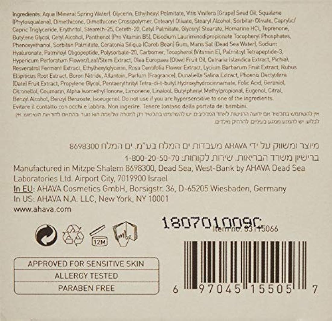 AHAVA Crema de día con minerales del mar muerto, 50 ml