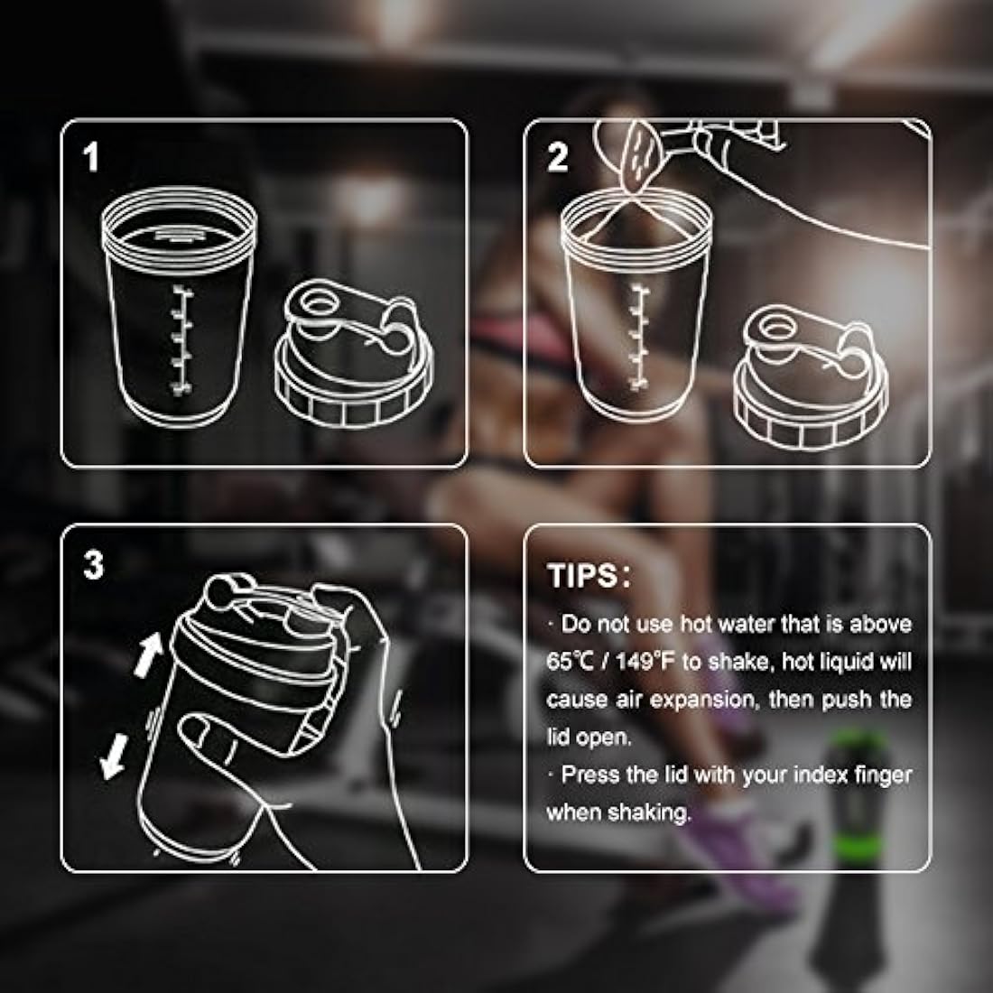 Botella de agua deportiva con 3 capas, antideslizante