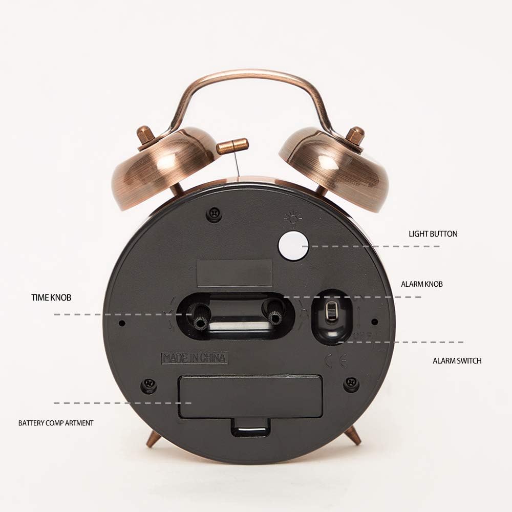 Reloj despertador con campana, luz de fondo, modelo 4