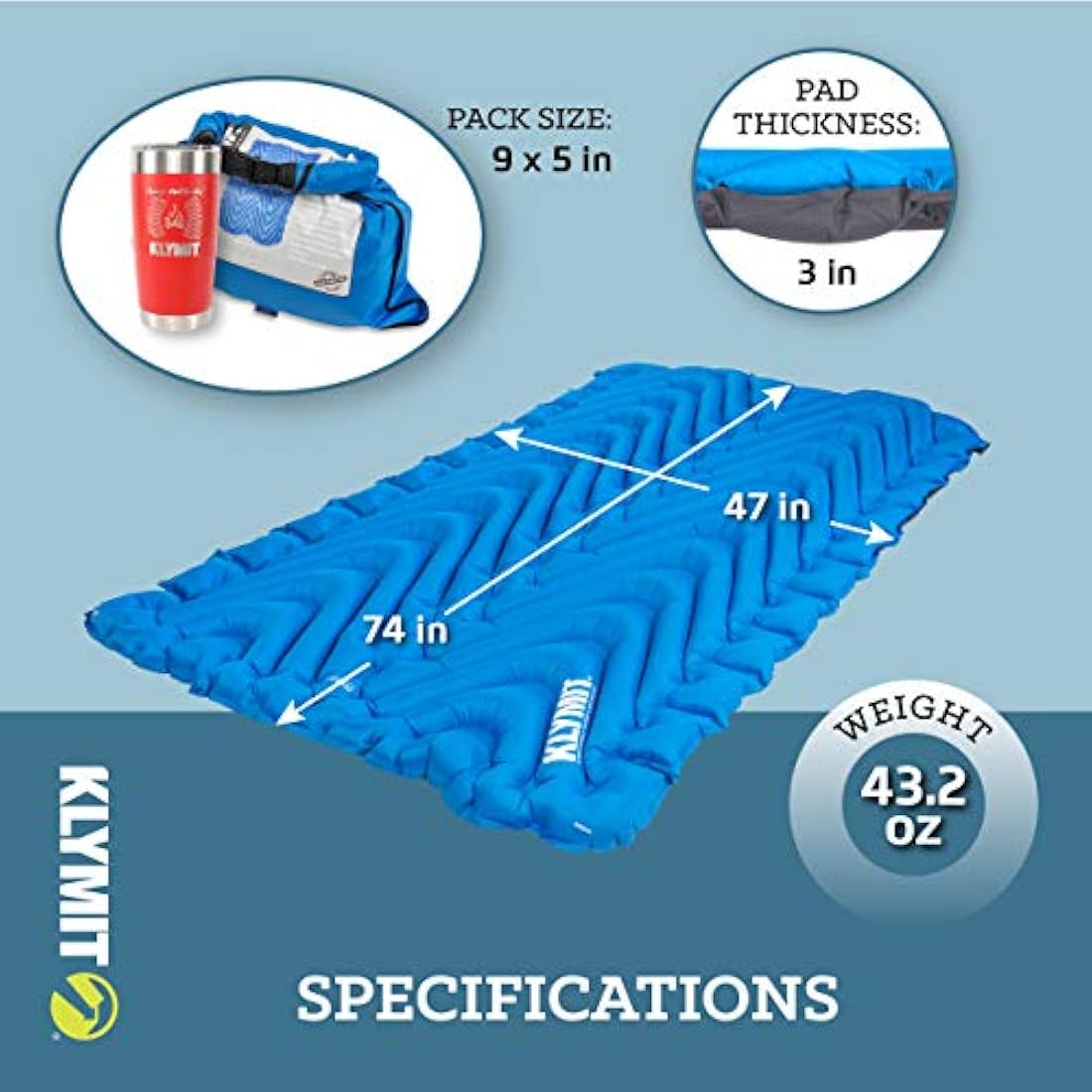 KLYMIT - Almohadilla para dormir doble V, 2 personas