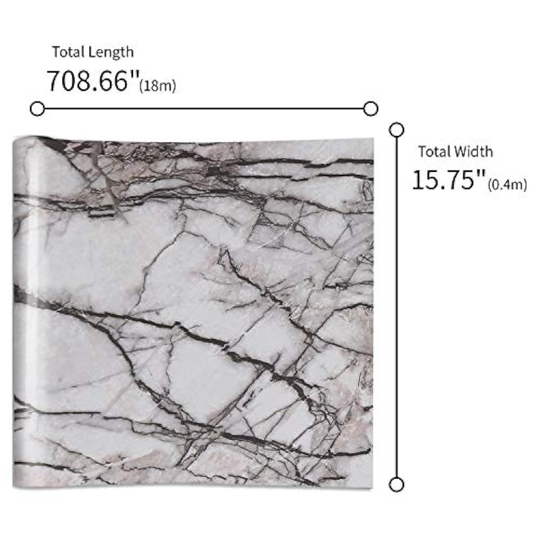 Papel de contacto de mármol blanco gris para encimeras