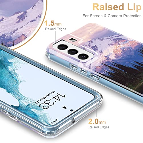 ESDOT Funda para Samsung Galaxy S22, grado militar, prueba de caídas de 21 pies, funda resistente con diseños de moda para mujeres y niñas, funda protectora para Galaxy S22 de 6.1 pulgadas, montaña de nieve