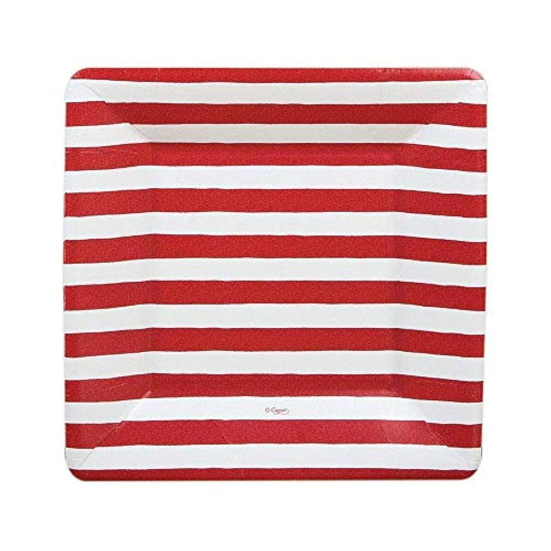 Caspari - Platos cuadrados de papel cuadrados,rojo y blanco
