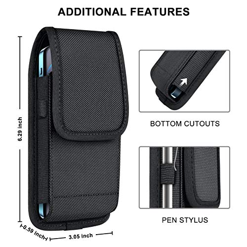ykooe Funda de nailon para teléfono celular con clip para cinturón compatible con iPhone 12, 12 Pro, 11, 11 Pro, 13, 13 Pro, XR X 6 7 8 Plus Samsung Galaxy S20 S21 FE S10+ S9 A51 A01 LG Google - Grande