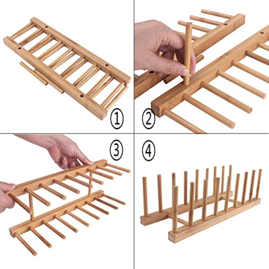 Soporte para platos de madera de bambú 8 ranuras