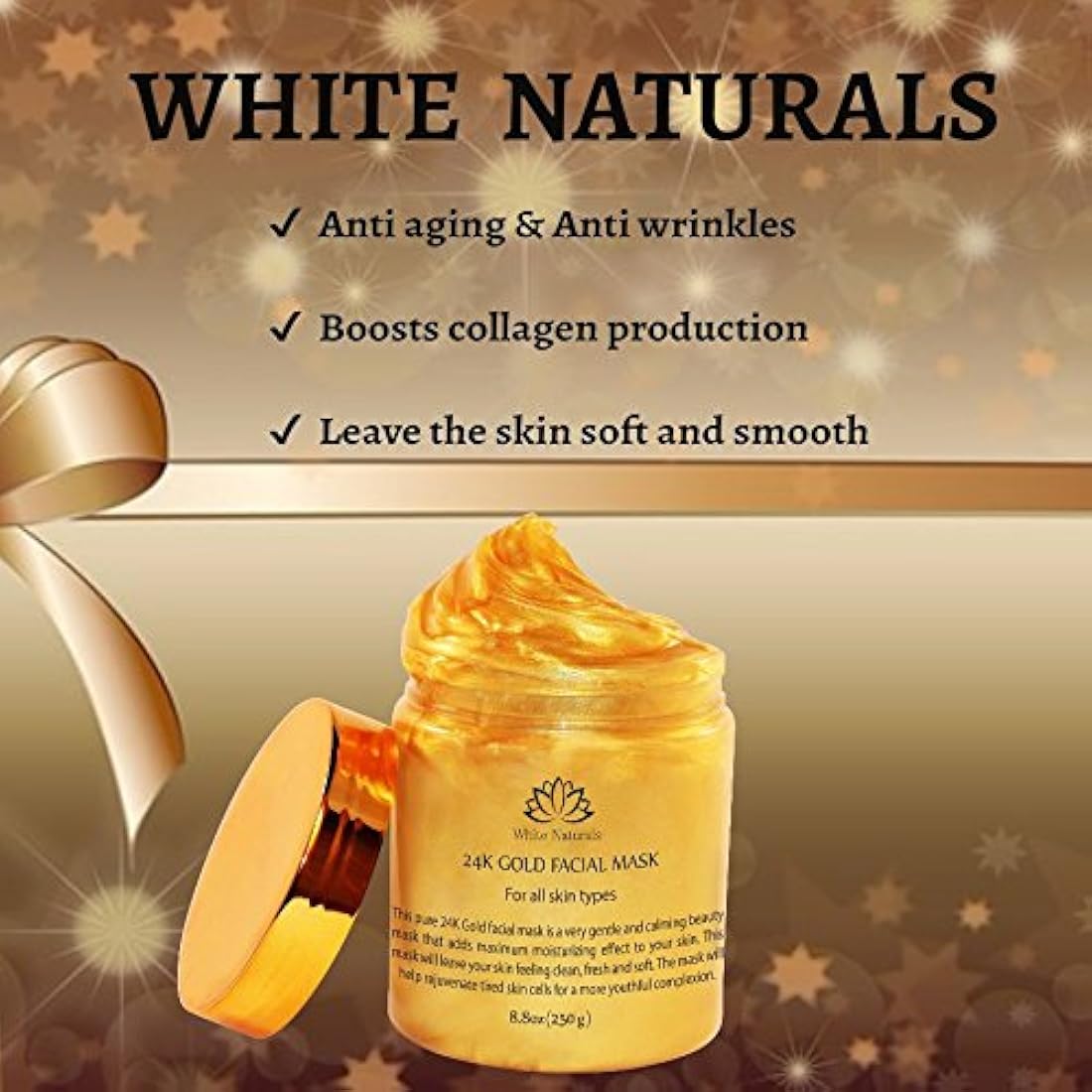 White Naturals - Máscara facial de oro de 24 quilates