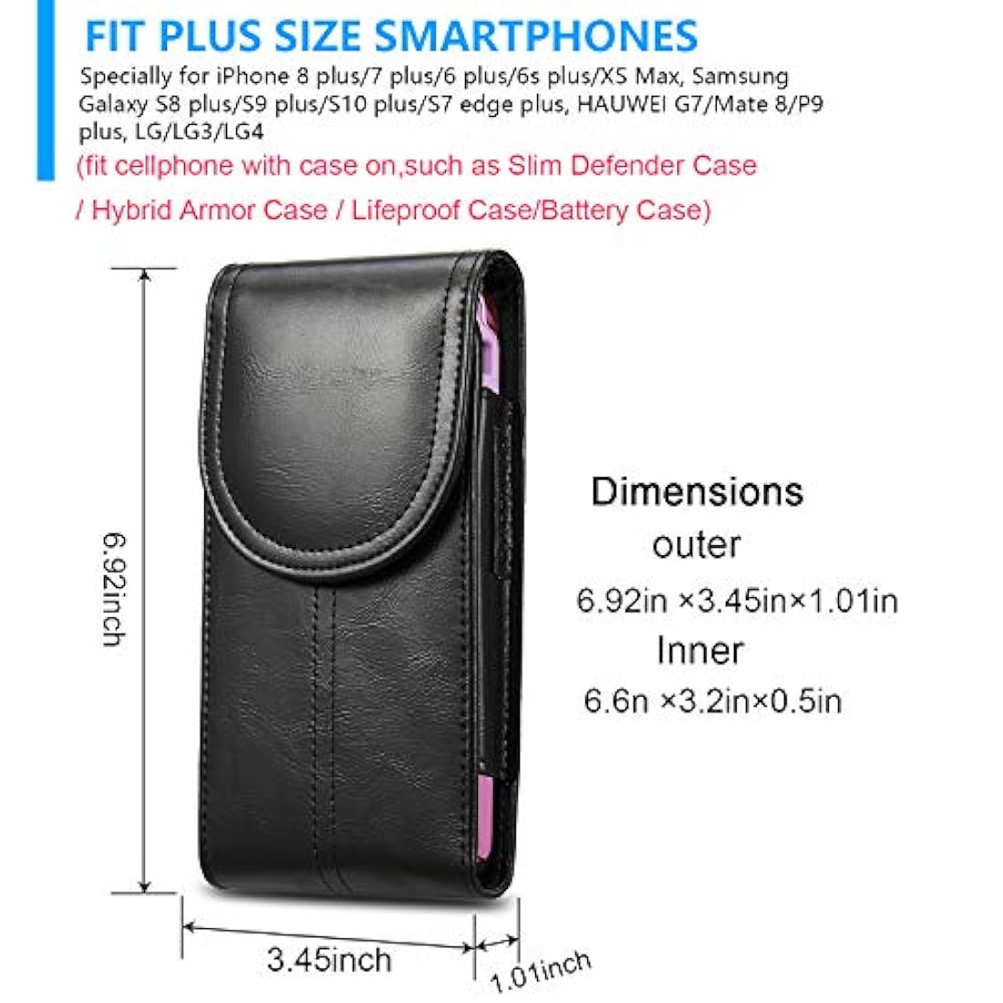 Funda para cinturón para iPhone 8 Plus 11 Pro Max, Negro