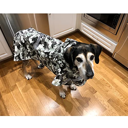 NACOCO - Impermeable ajustable para perros, poncho a prueba de agua, ropa ligera para lluvia con capucha y tira reflejante