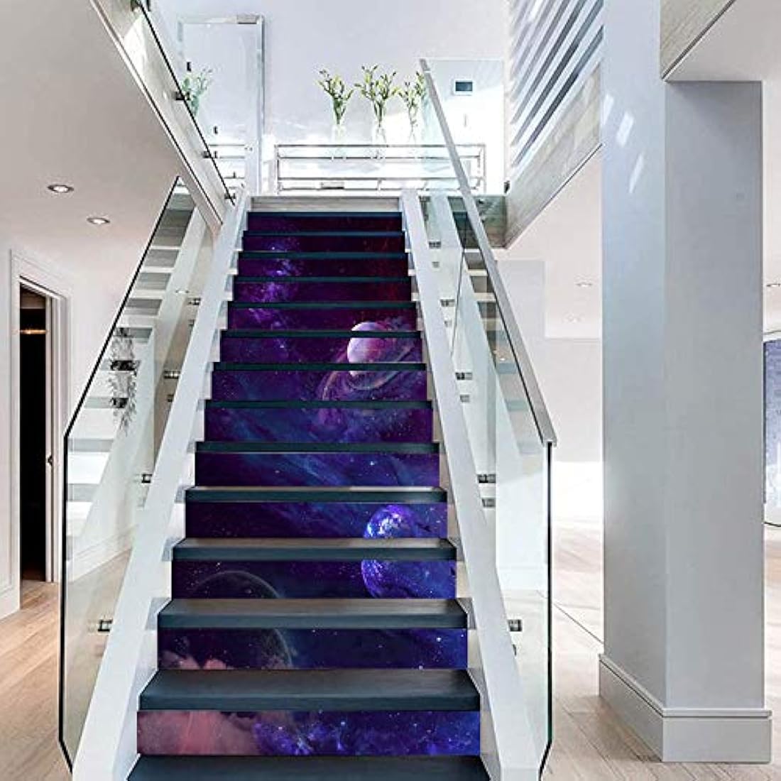 pegatina 3D Galaxy removibles para escalera del hogar