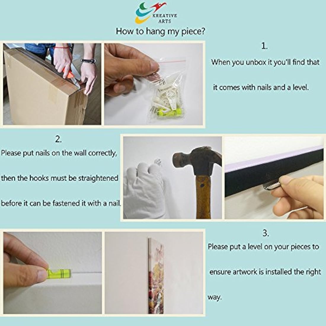 Kreative Arts - Cuadro de 3 paneles, diseño de león,