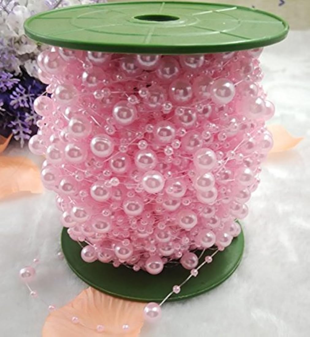 Guirnalda de perlas rosas para fiestas, bodas, ramo de novia