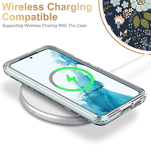 ESDOT Funda para Samsung Galaxy S22, grado militar, prueba de caídas de 21 pies, resistente con diseños de moda para mujeres y niñas, funda protectora para Galaxy S22 de 6.1 pulgadas, flores pequeñas