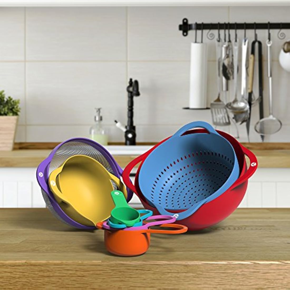 Juego de 13 bols para mezclar Vremi con mango con tazas