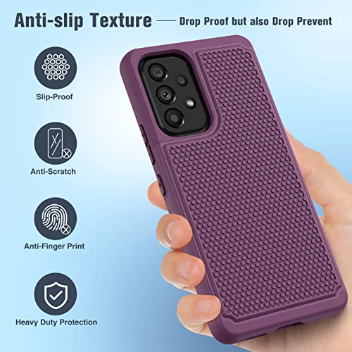 Funda para Samsung Galaxy A53 5G (Galaxy A53 5G UW): funda protectora de doble capa resistente a prueba de golpes, resistente con parte trasera texturizada antideslizante, protección militar, 6.5 pulgadas (color morado burdeo)
