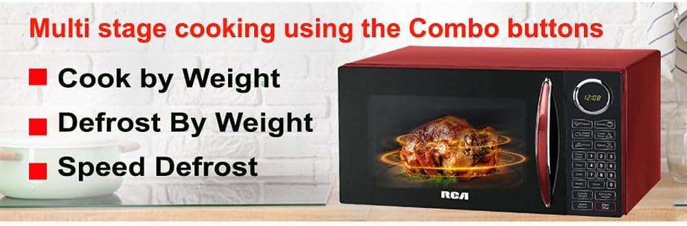 Horno de microondas RCA 900W, 10 niveles de potencia, RMW953