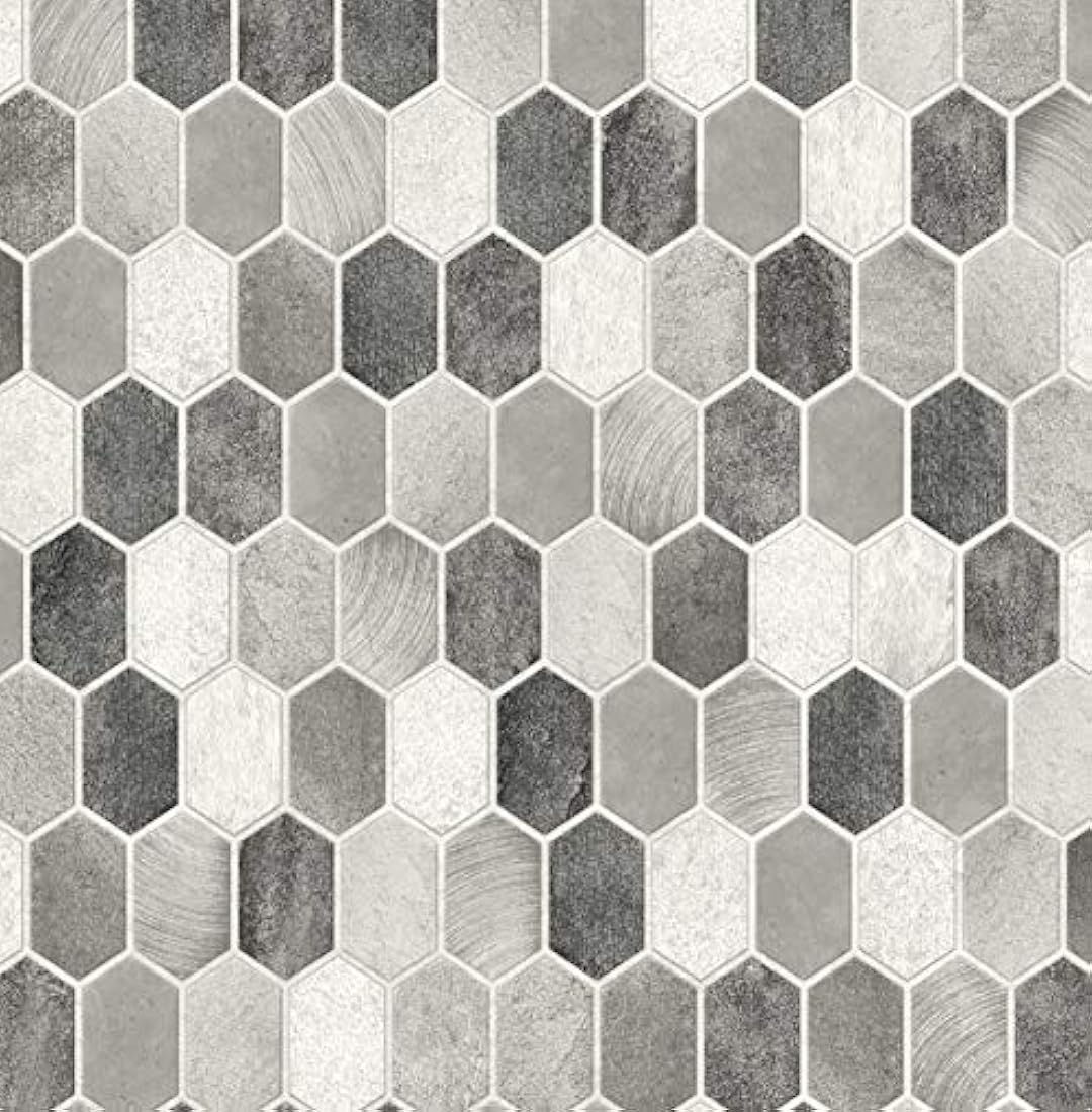 Papel pintado para azulejos hexagonales cepillados y adhesivos