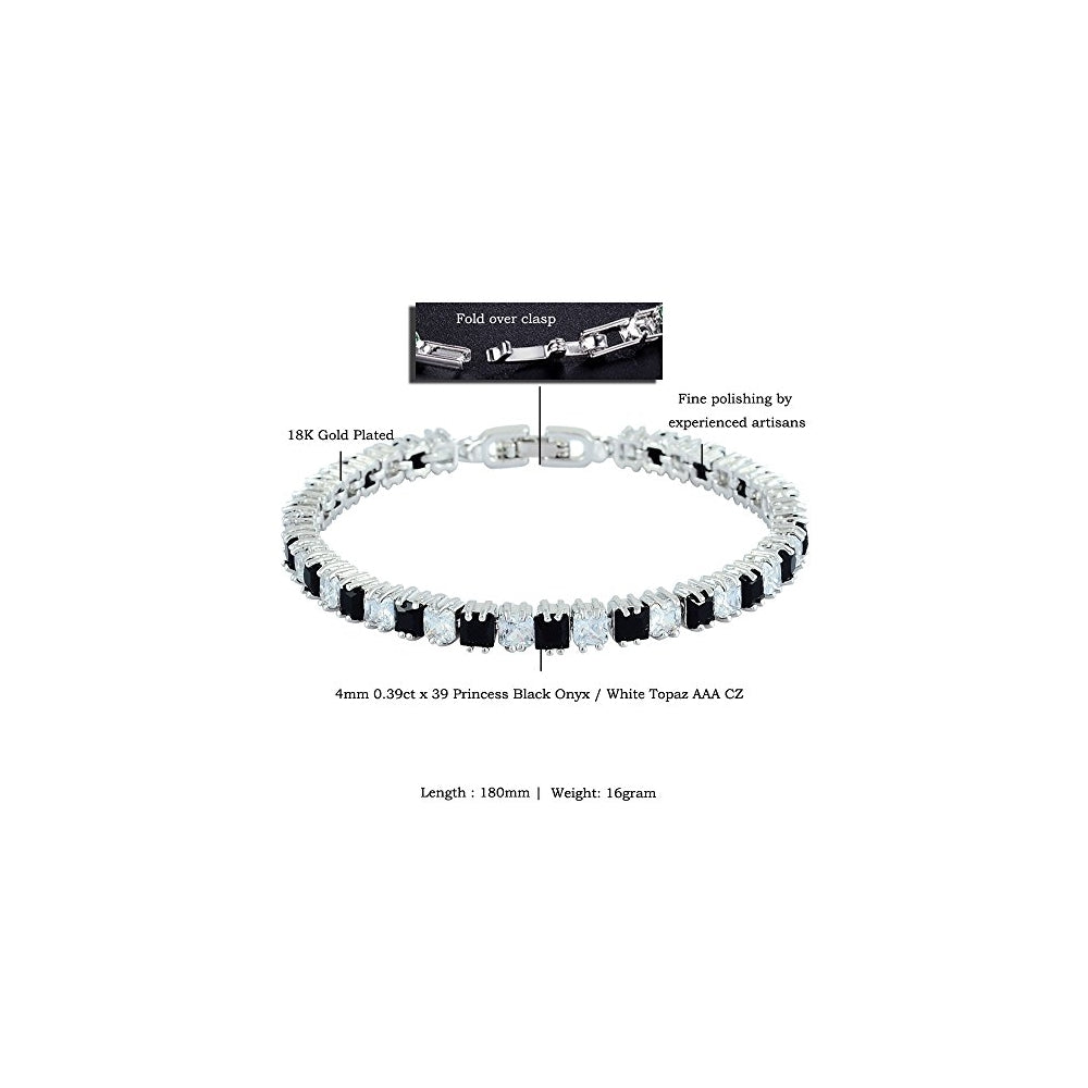 Pulseras y tobilleras de tenis chapada en oro blanco