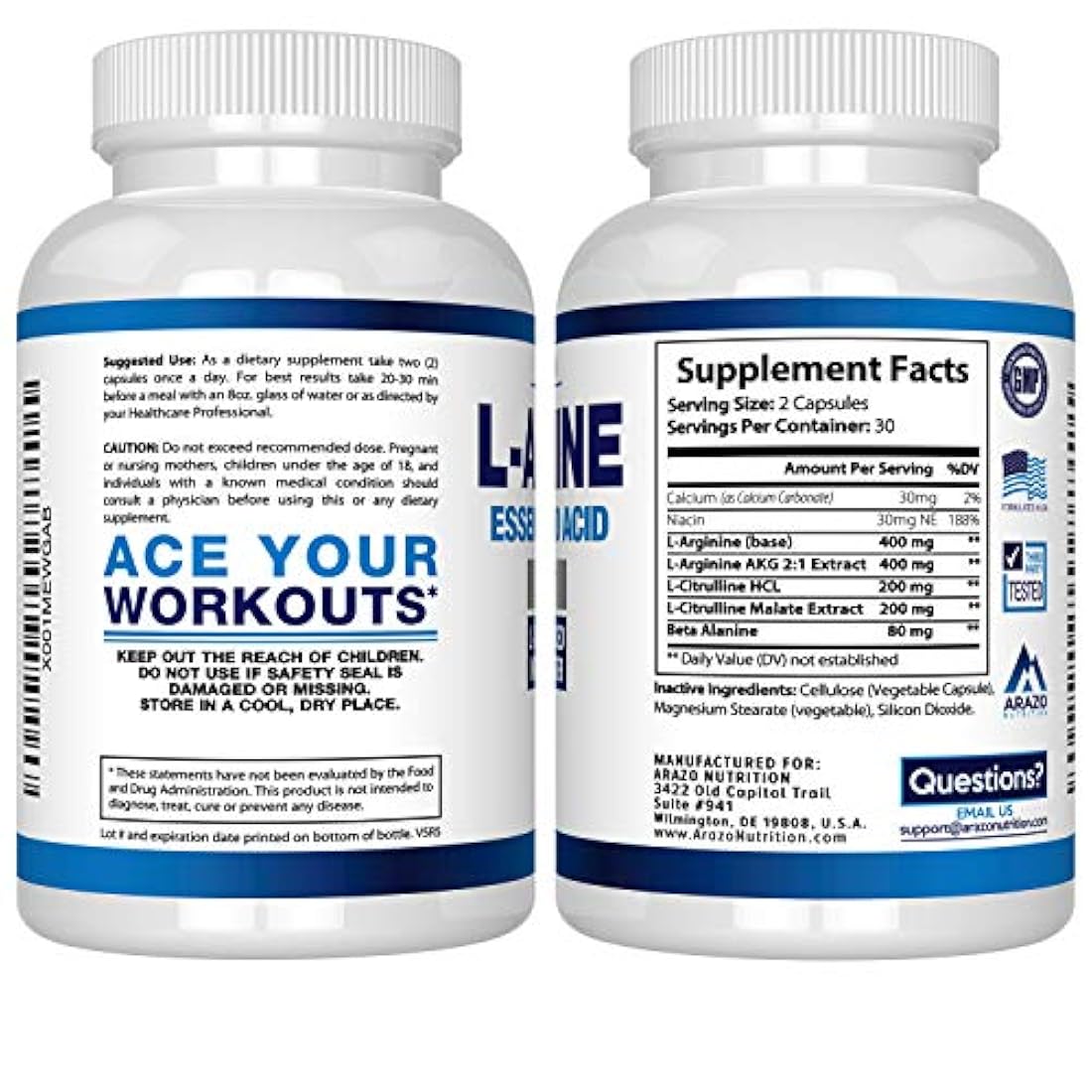 PREMIUM L arginina - 1340 mg óxido nítrico Booster con L-citrulina y Aminoácidos Esenciales para Corazón y la ganancia muscular no Boost Suplemento para Endurance y la energía |