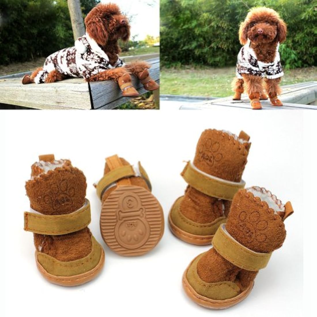 4 pcs mascota perro cachorro mezcla de algodón zapatos botas