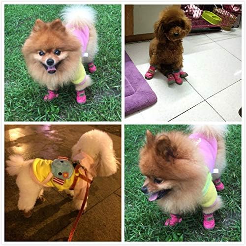 PIHAPPY - Botas de invierno para perros pequeños, antideslizantes, suaves, suela antideslizante, protectores para patas de cachorros, 4 unidades