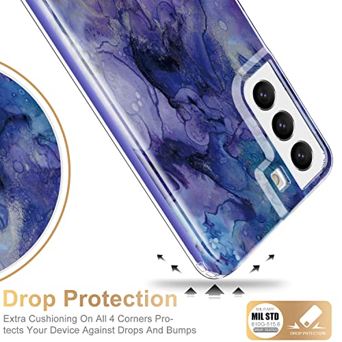 ESDOT Funda para Samsung Galaxy S22 Plus, grado militar, prueba de caídas de 21 pies, resistente, con diseños de moda para mujeres y niñas, funda protectora para teléfono Galaxy S22+ Plus 6.6 pulgadas, mármol ópalo y morado