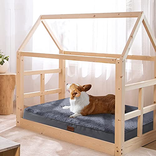 MIHIKK Cama ortopédica para perros medianos y grandes, cama de espuma con caja de huevos con funda impermeable extraíble, lavable a máquina