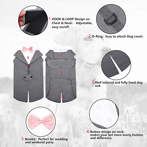 Kuoser - Juego de traje y paliacate para perros grandes y medianos, tema de esmoquin, para bodas