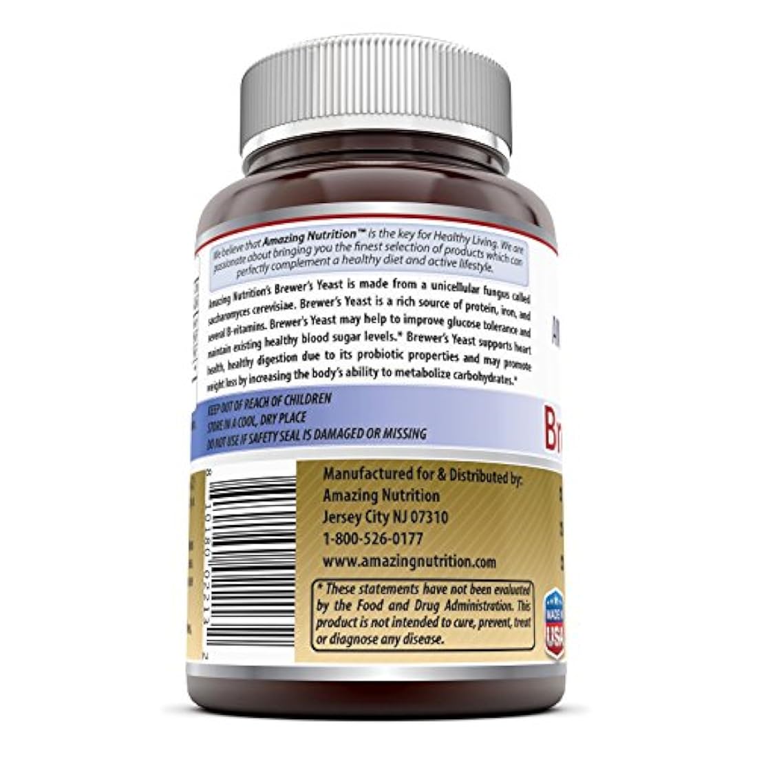 Amazing Nutrition Brewers tabletas de levadura, sin OMG, sin gluten) para una digestión saludable y salud cardíaca, 7.5 cápsulas de grano 500 mg 240 comprimidos