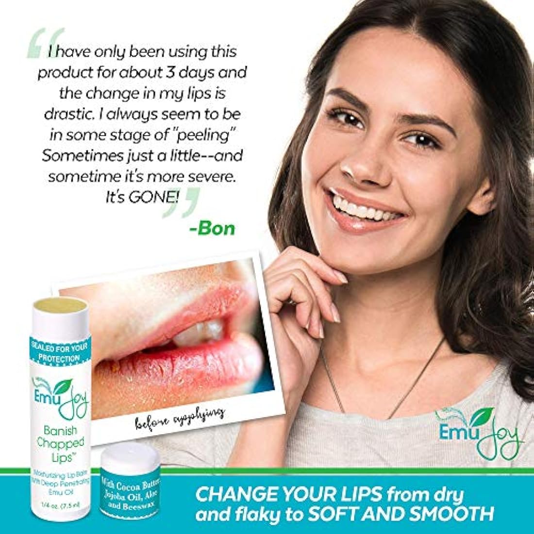 Bálsamo labial con aceite de Emu para labios secos