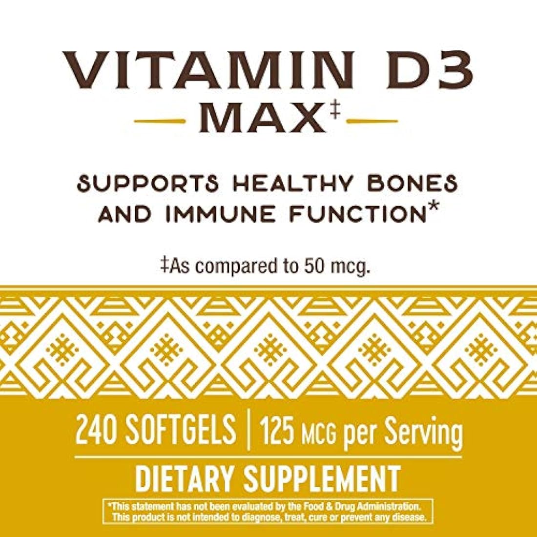 Nature's Way Vitamina D3 Max, 125 mcg por porción, 240 cápsulas blandas