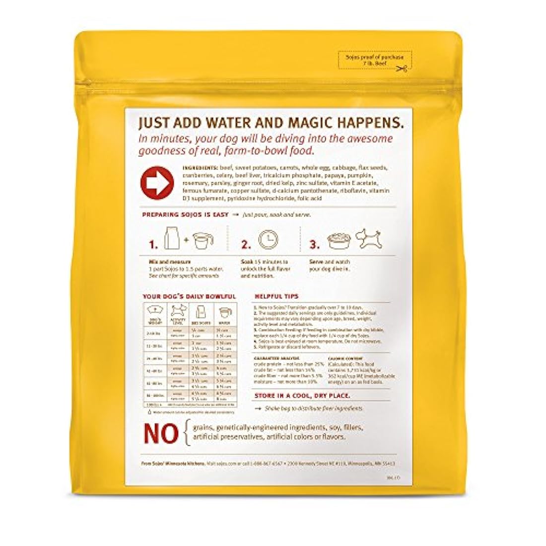 Sojos - Alimento para perro natural sin granos deshidratados